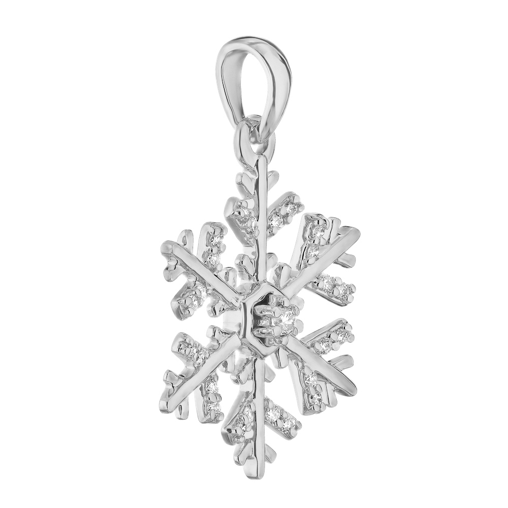 Diamond Frost&trade; 14k White Gold Ornate Diamond Set Snowflake Pendant Diamond 0.10 Ctw