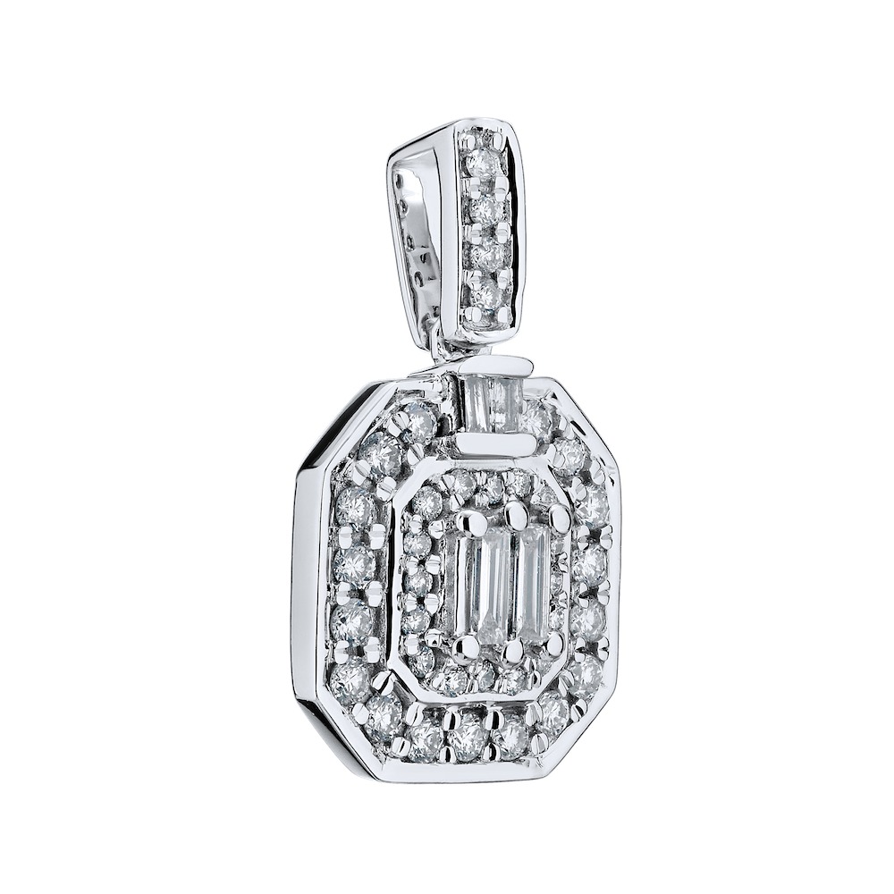 14k White Gold Pendant Diamond 0.40 Ctw Pendant