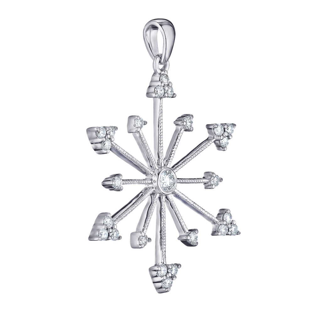 Diamond Frost&trade; 14k White Gold Diamond Set Snowflake Polished Bail Pendant Diamond 0.33 Ctw