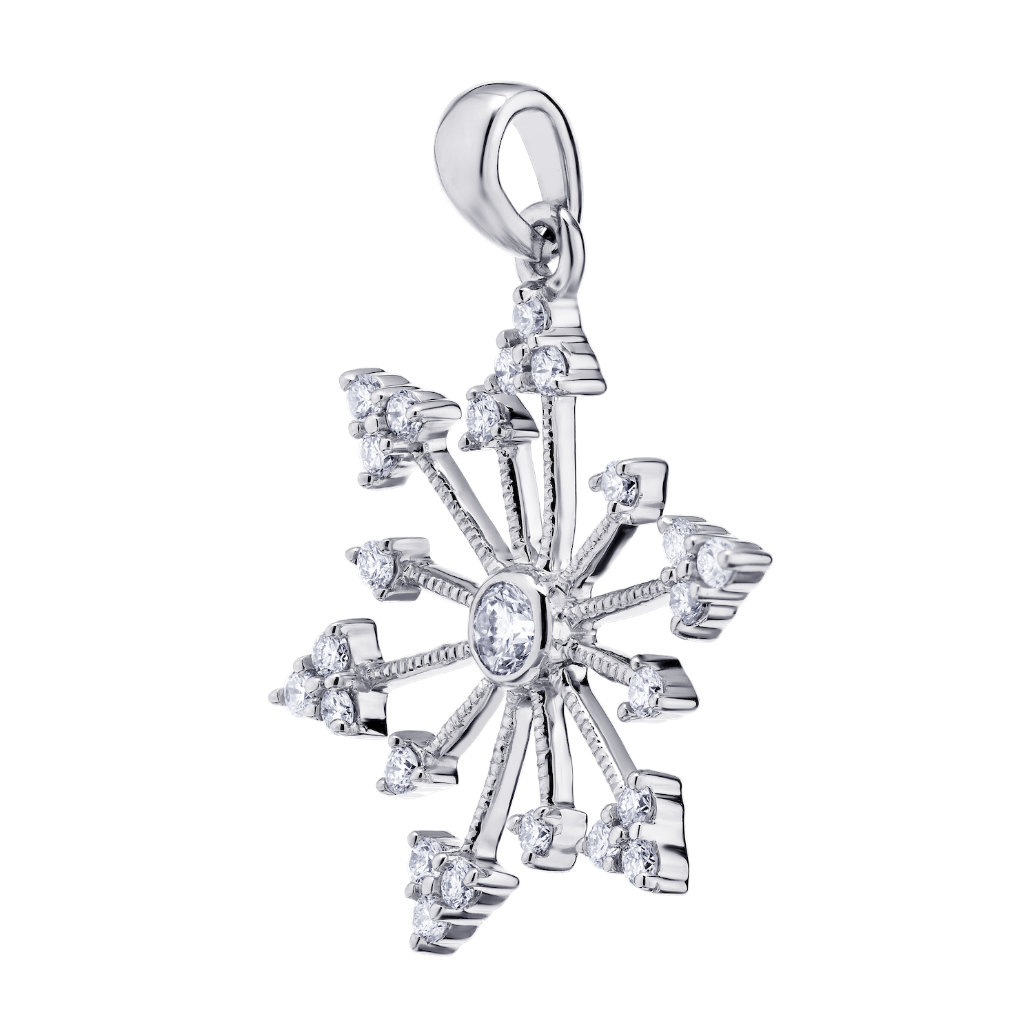 Diamond Frost&trade; 14k White Gold Diamond Set Snowflake Polished Bail Pendant Diamond 0.50 Ctw