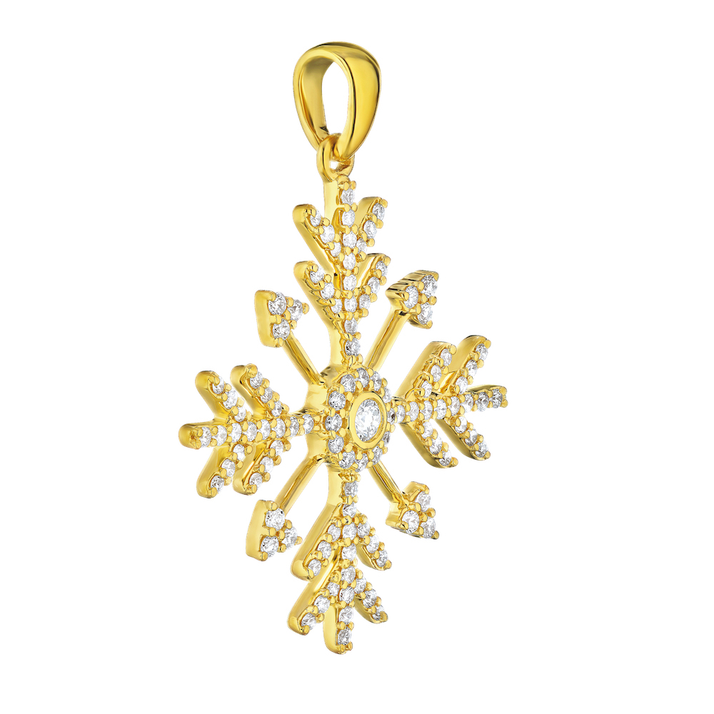 Diamond Frost&trade; 14k Yellow Gold Diamond Set Snowflake Polished Bail Pendant Diamond 0.50 Ctw