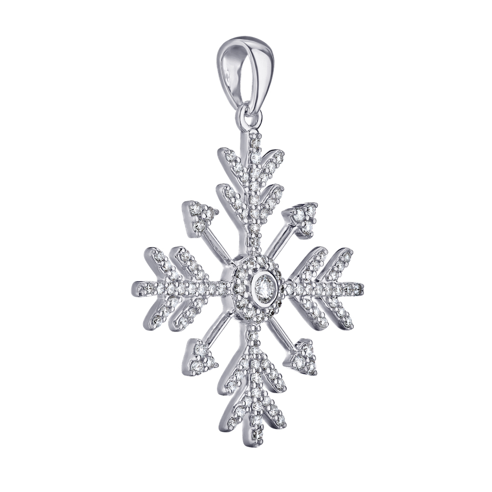 Diamond Frost&trade; 14k White Gold Diamond Set Snowflake Polished Bail Pendant Diamond 0.50 Ctw