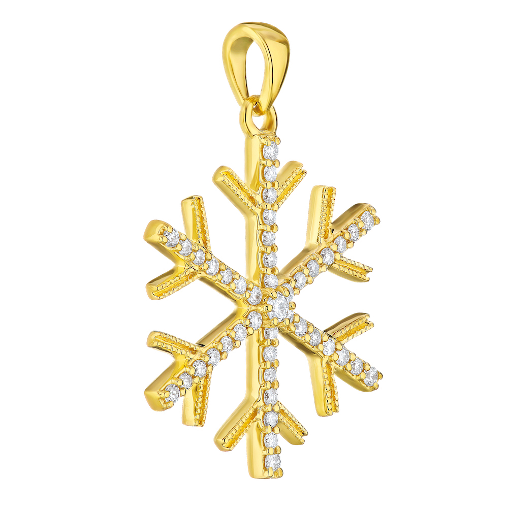 Diamond Frost&trade; 14k Yellow Gold Simple Diamond Set Snowflake Pendant Diamond 0.25 Ctw