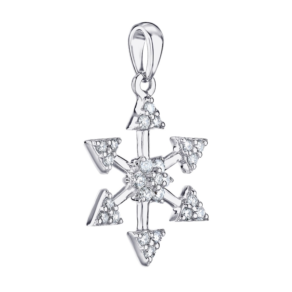 Diamond Frost&trade; 14k White Gold Snowflake with Cluster Center Pendant Diamond 0.25 Ctw