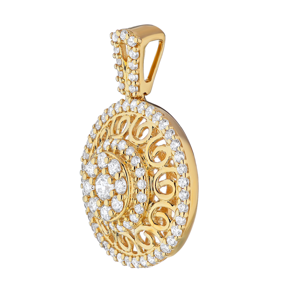 14k Yellow Gold Pendant Diamond 0.40 Ctw Pendant