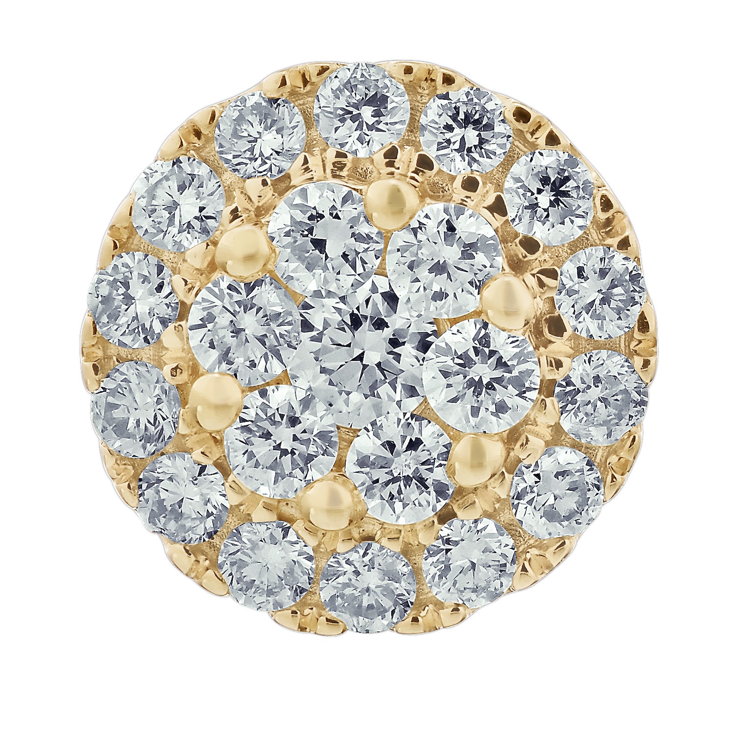 Diamond Bouquet&trade; 14K Yellow Gold Diamond Round Cluster Center Halo Earrings 0.20 Ctw