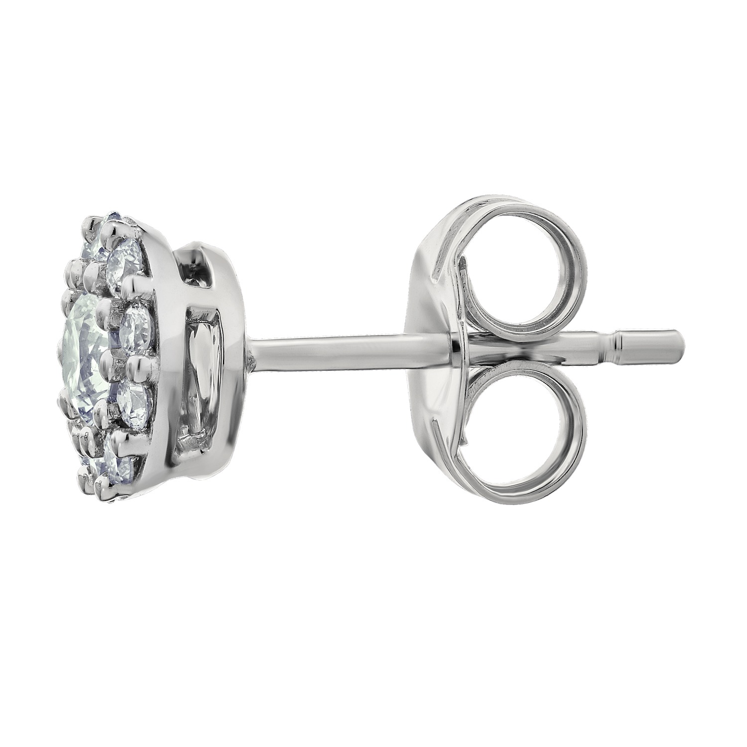 Diamond Bouquet&trade; 14K White Gold Diamond Round Prong Set Center with Halo Studs Earrings 0.25 Ctw