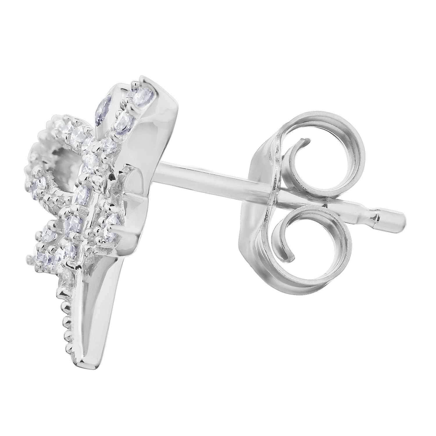 ZooLightful&trade; 14K White Gold Cutout Dragonfly Bezel Set Head Earrings Diamond 0.25 Ctw