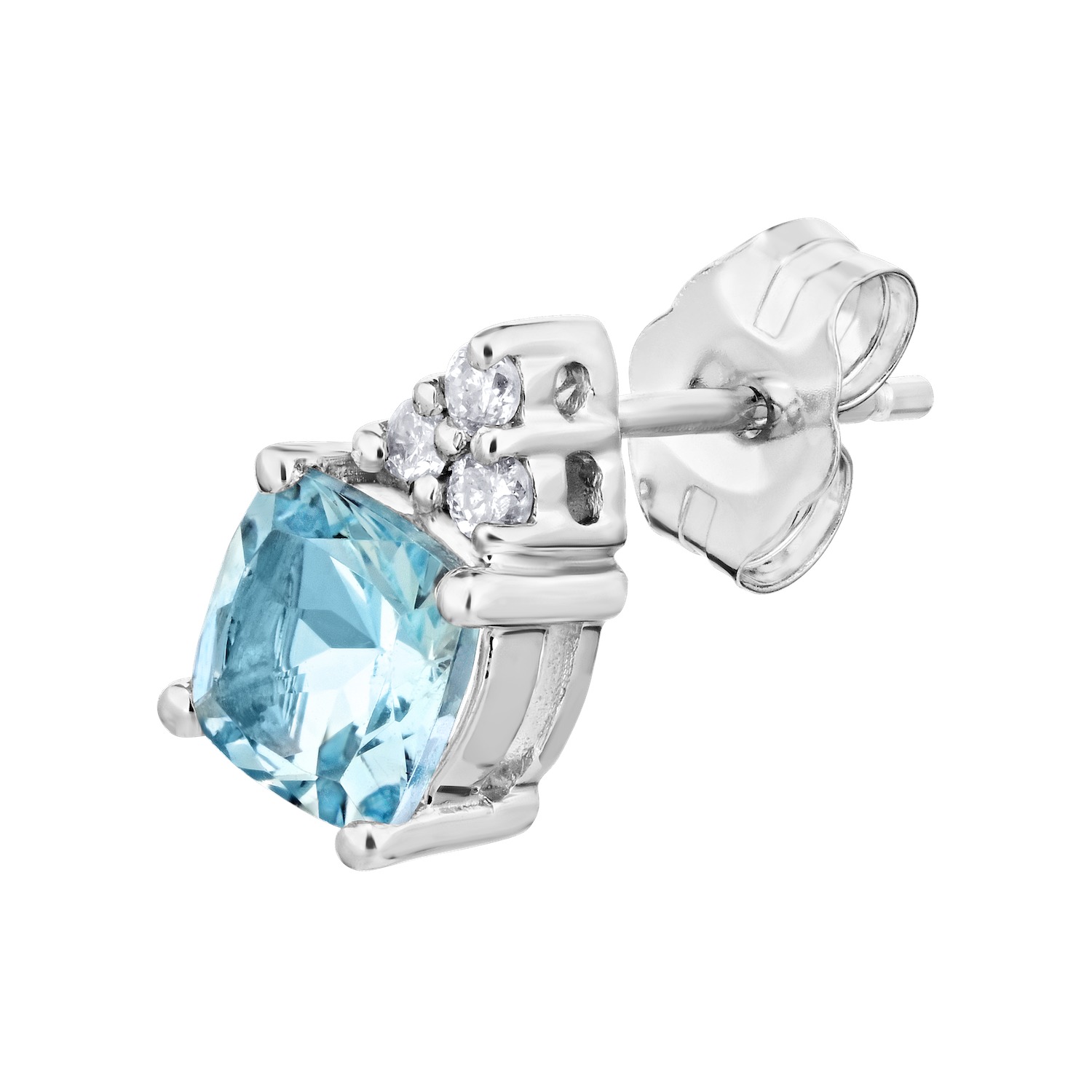 Majestic Gems&trade; 10K White Gold Cushion Color with 3 Diamonds Stud 1.80 Ctw