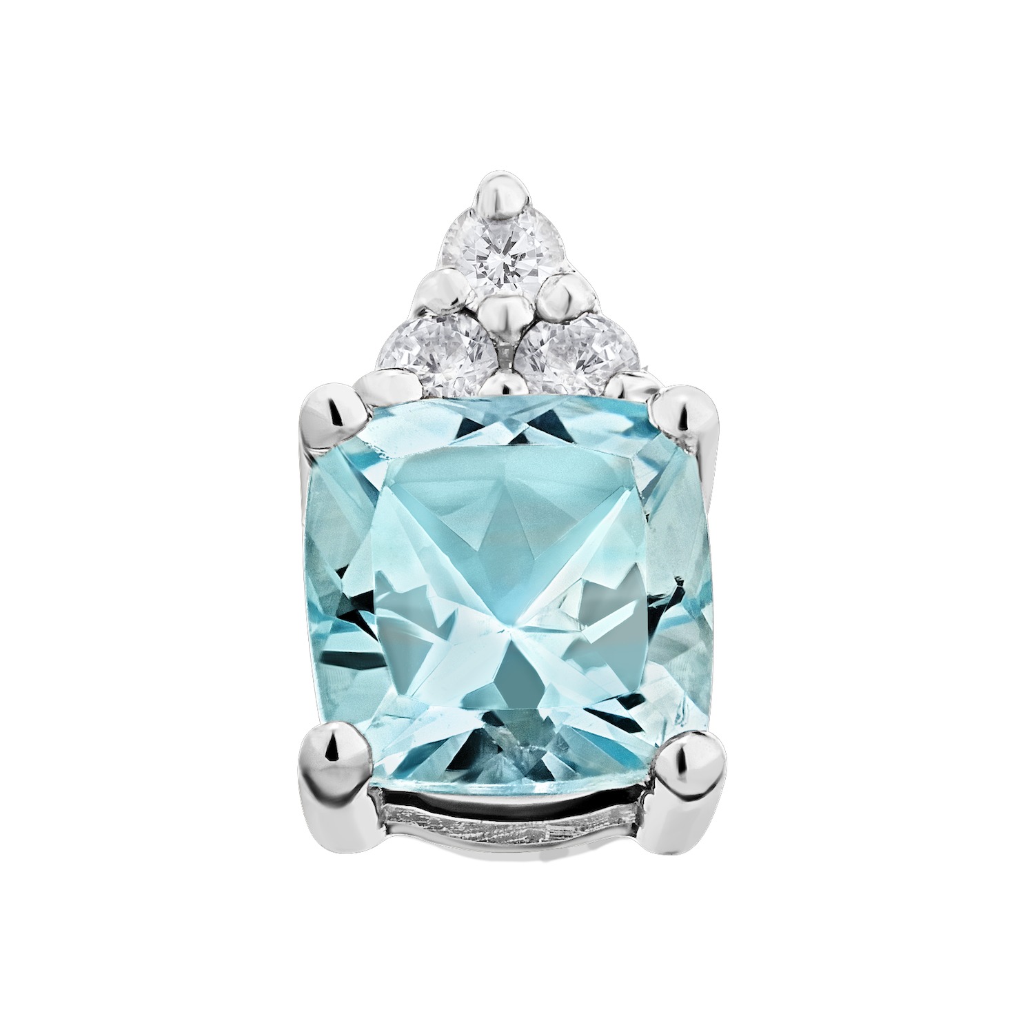 Majestic Gems&trade; 10K White Gold Cushion Color with 3 Diamonds Stud 1.80 Ctw