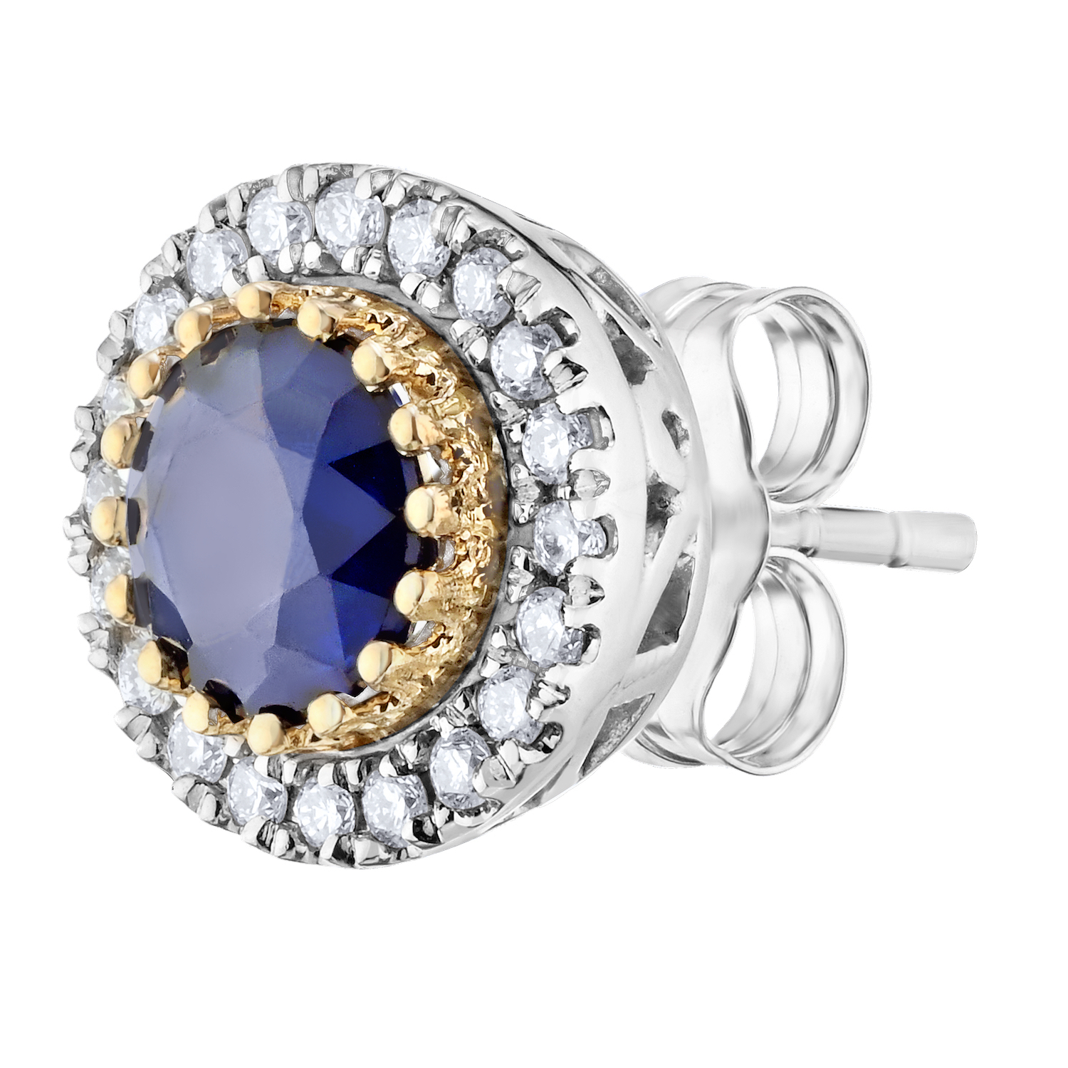 Majestic Gems&trade; 10K Two Tone Round Color with Bezel Pave Halo 1.20 Ctw