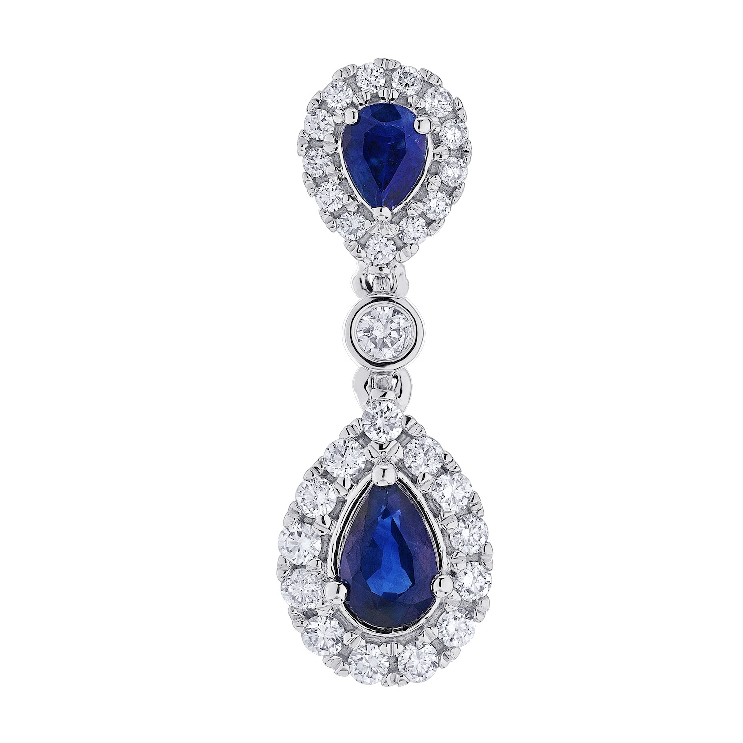 Majestic Gems&trade; 14K White Gold Double Pear Shape Halo Drop 3.14 Ctw