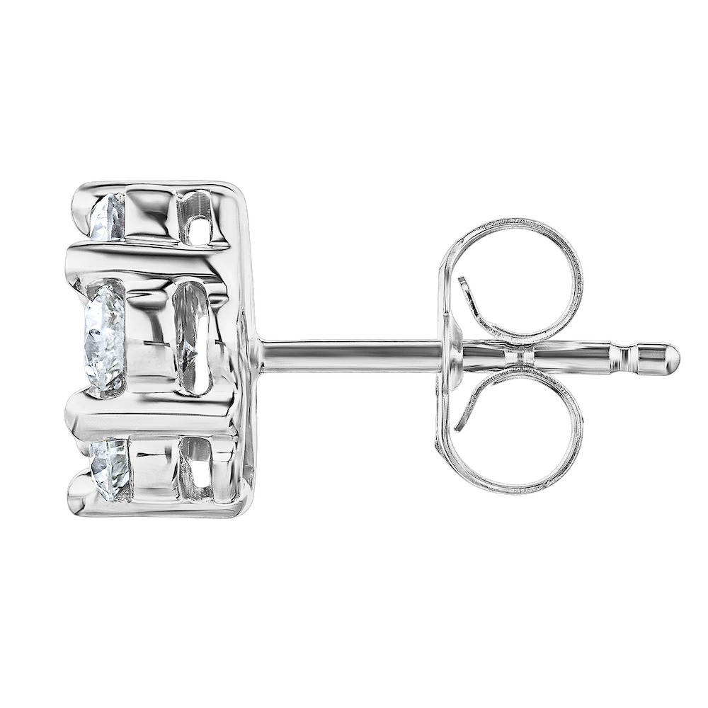 Diamond Bouquet&trade; 10K White Gold Diamond 7 Stone Cluster Push-Back Studs Earrings 0.20 Ctw