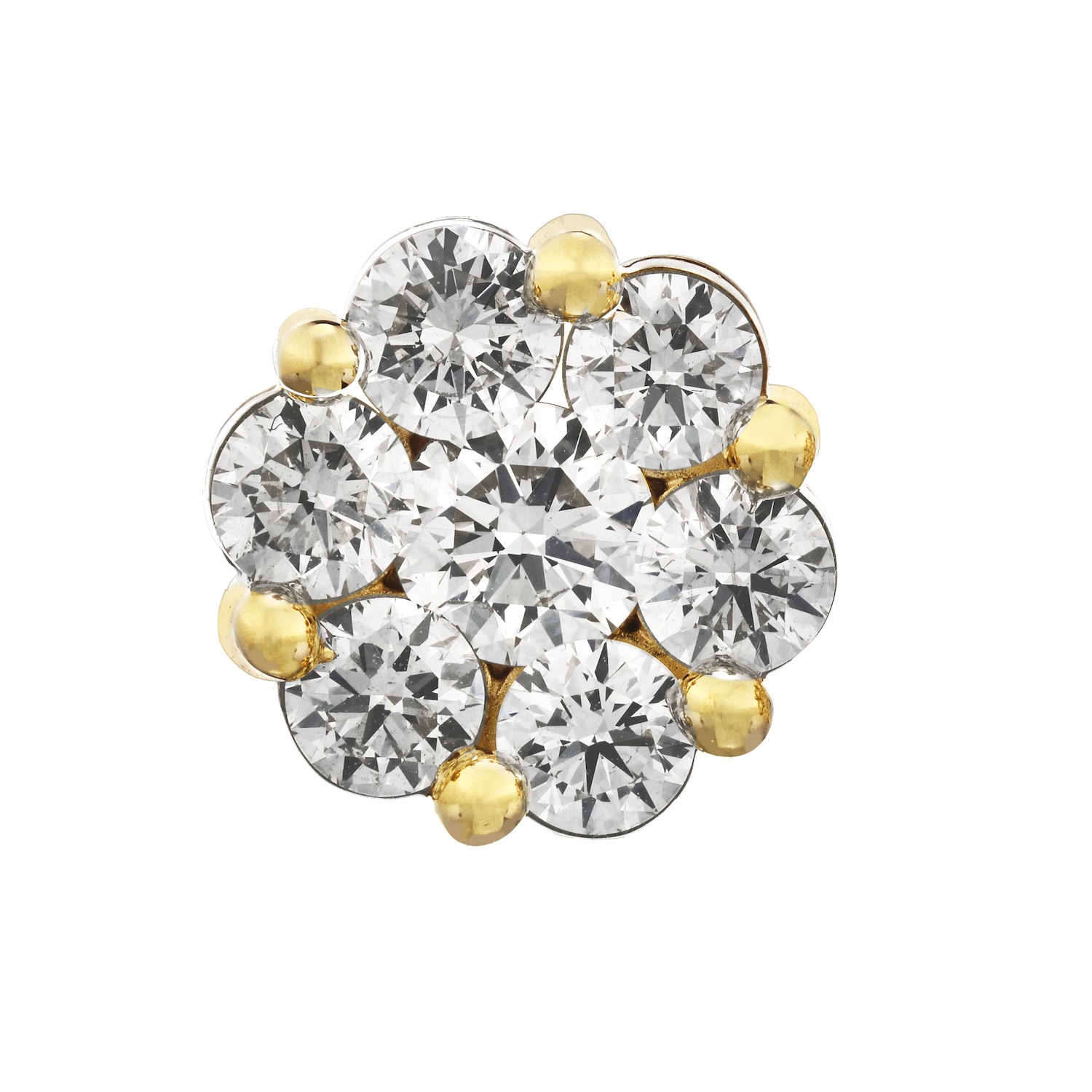 Diamond Bouquet&trade; 14K Yellow Gold Diamond 7 Stone Cluster Push-Back Studs Earrings 0.25 Ctw