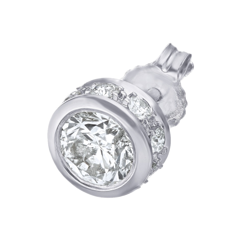14KW Roundlette Bezel Set Studs Diamond Side Feature