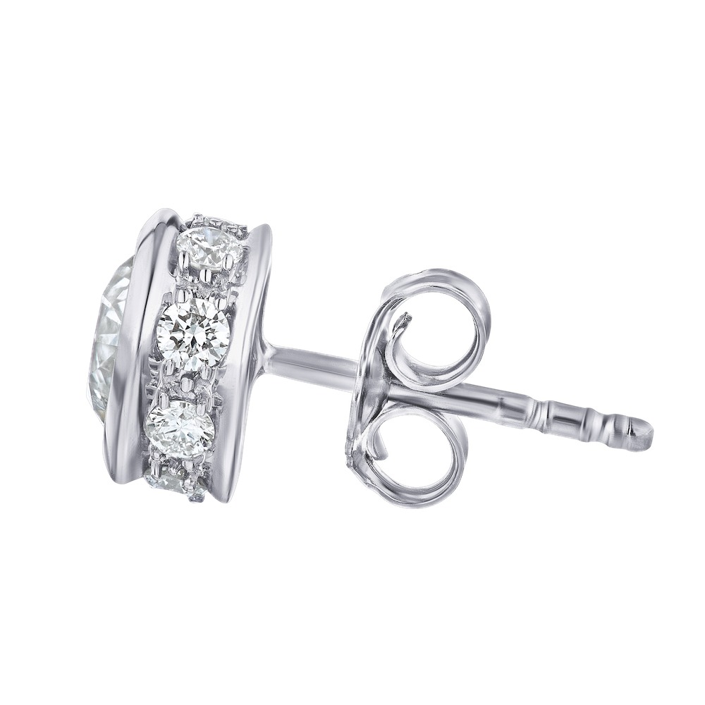 14KW Roundlette Bezel Set Studs Diamond Side Feature