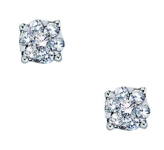 Ear:14KW Rd. Illusion Match Ring 0.51Ctw