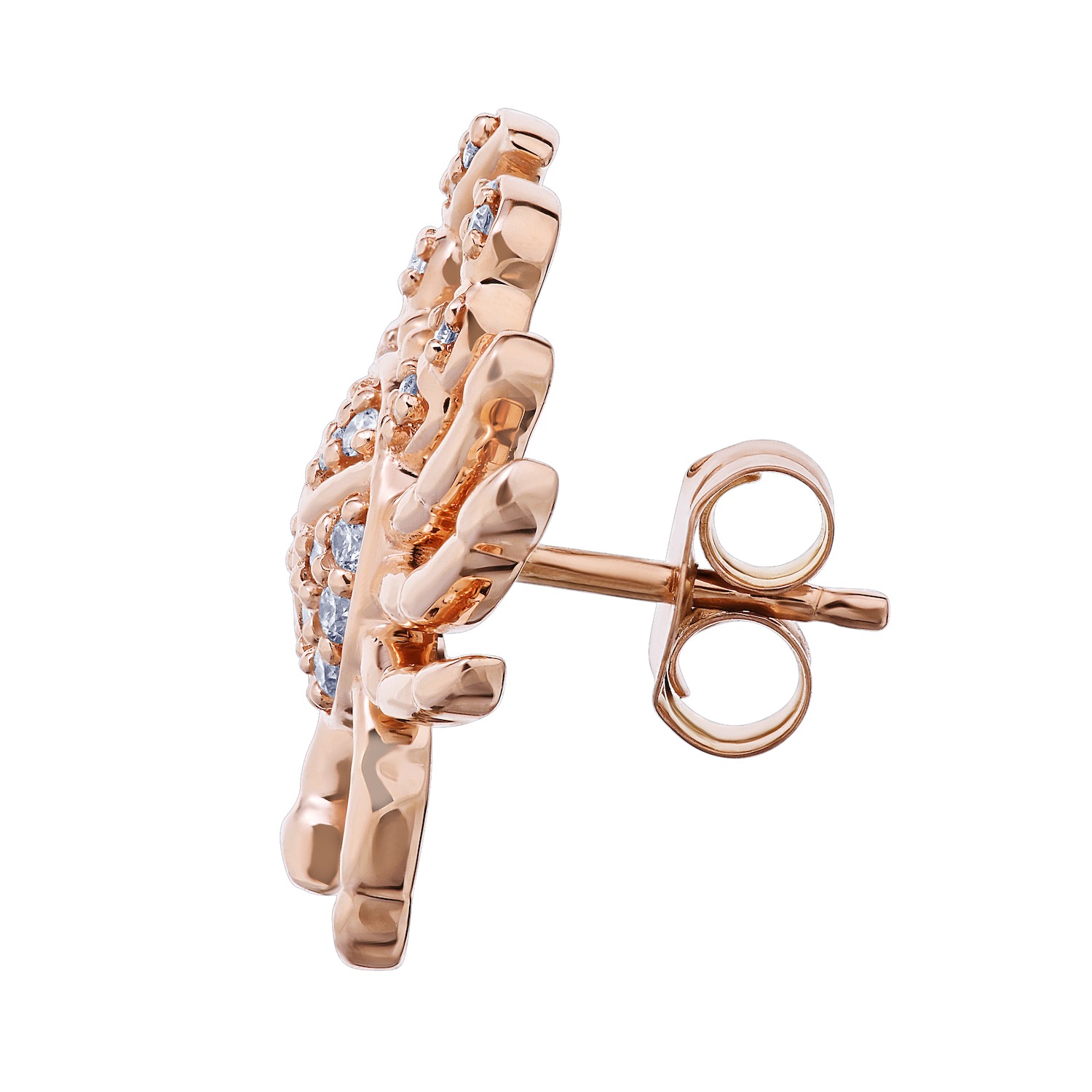 Oceanity™ 14k Rose Gold Earrings Pave Crab Stud Diamond 0.25 Ctw