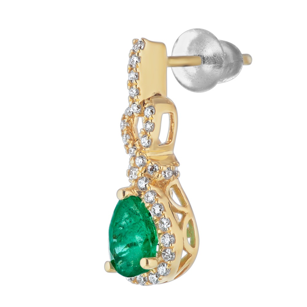 Majestic Gems&trade; 14K Yellow Gold Pear Shape Color with Halo Drop 1.25 Ctw