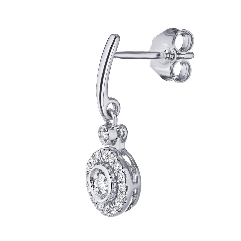 14K White Gold Earrings Illusion Round Shape Halo Drop Diamond 0.25 Ctw