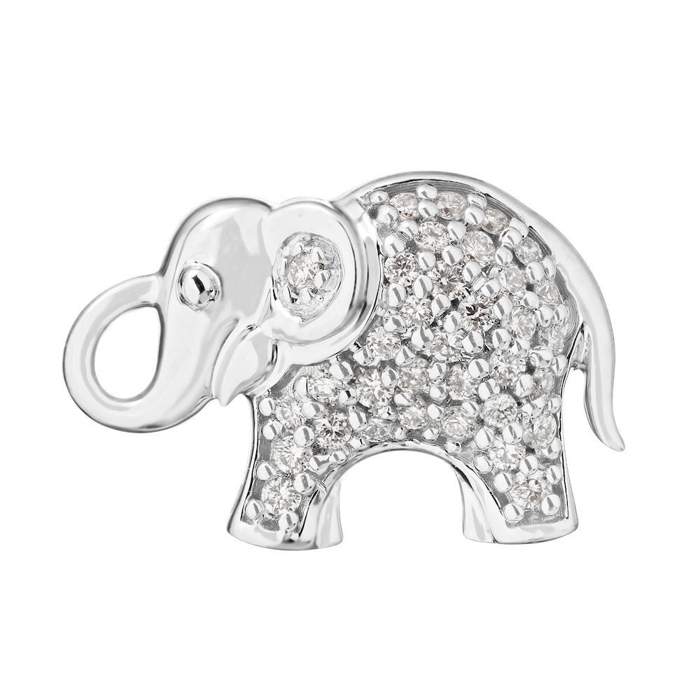 ZooLightful&trade; 14K White Gold Pave Set Elephant Studs Earrings Diamond 0.25 Ctw