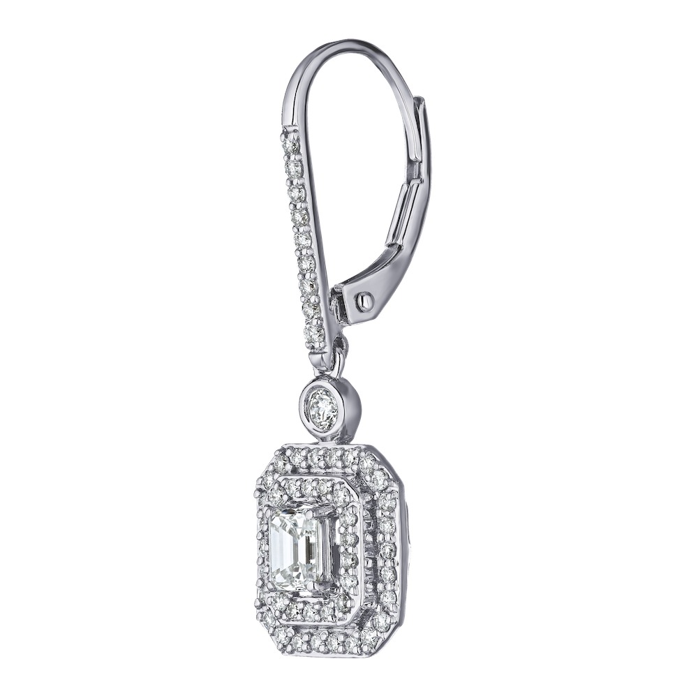 Ear:14KW Dangling Emerald 110 St. 1 Ctw