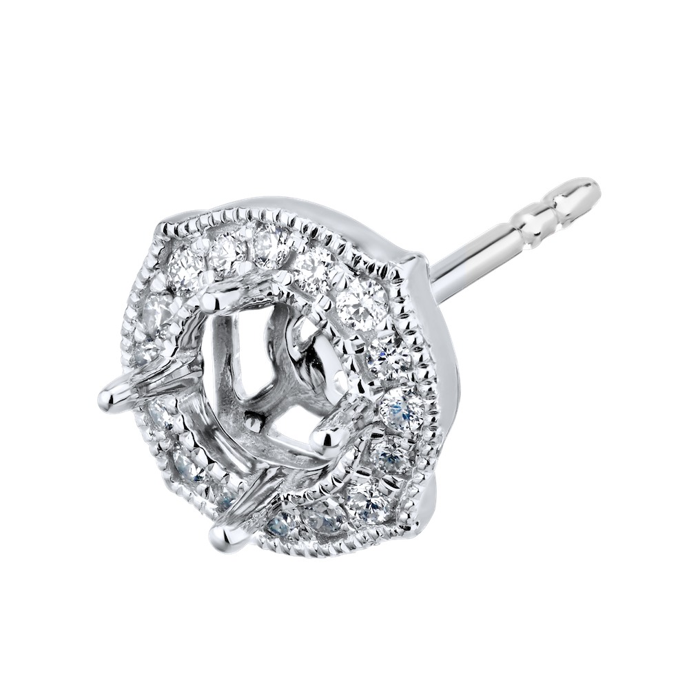 Ear: 14KW Hexagon. Halo 32Rd. 1/4Ctw