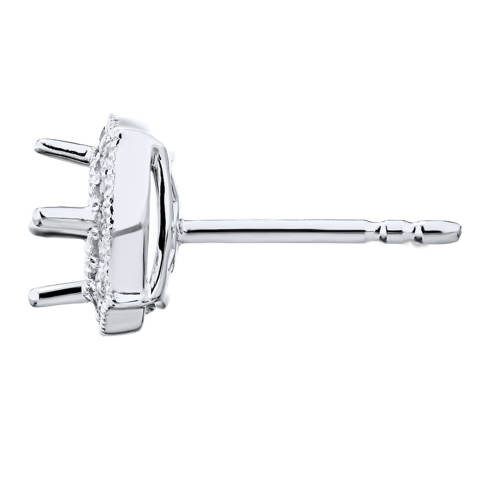 Ear: 14KW Hexagon. Halo 32Rd. 1/4Ctw