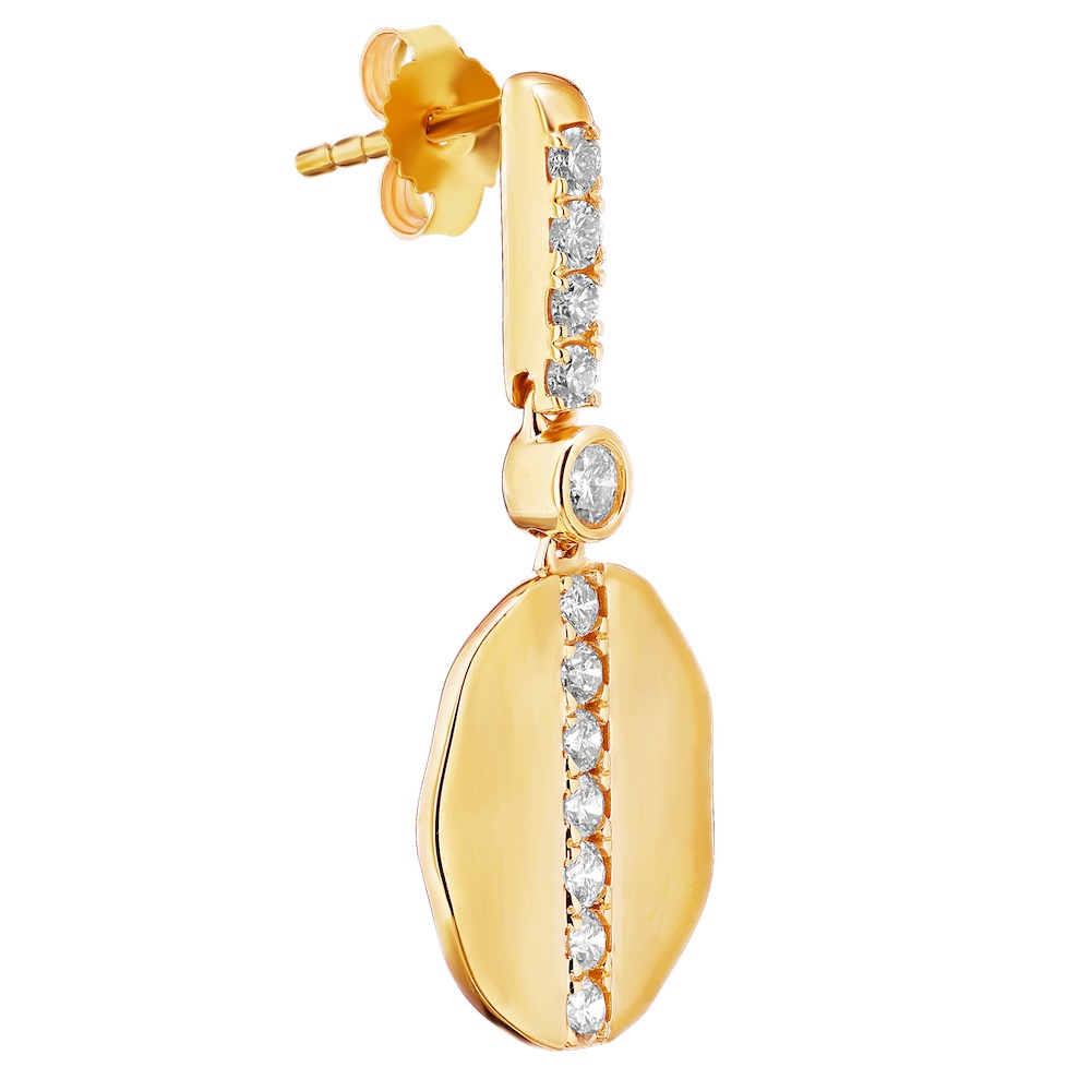 Earrings: 14KY Round Shape Drops 22Rd. 0.65Ctw