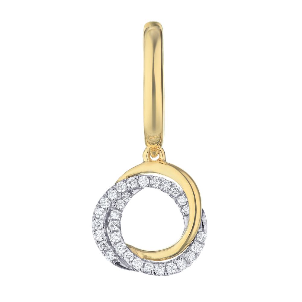 14K Two Tone Earrings Intertwined Circle Drop Diamond 0.25 Ctw