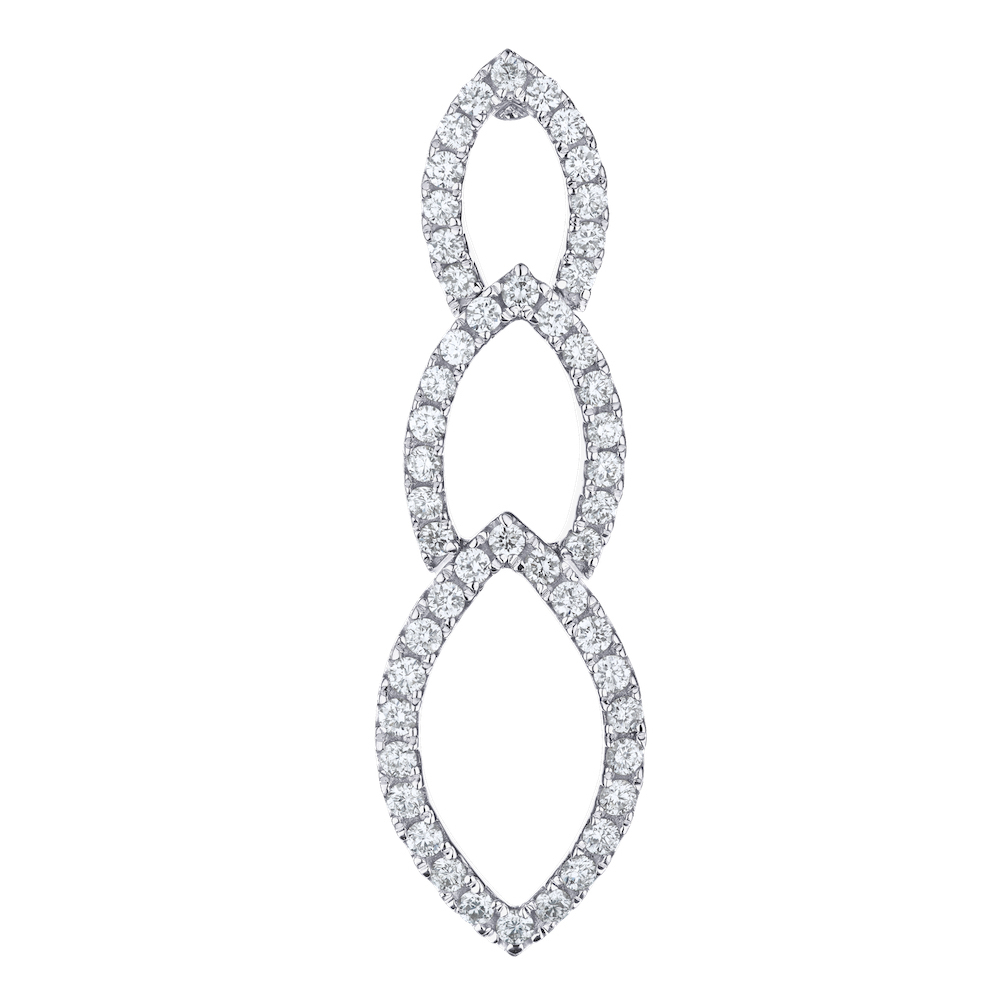 14K White Gold Earrings Cutout Interlocked Marquise Shape Drop Diamond 0.75 Ctw