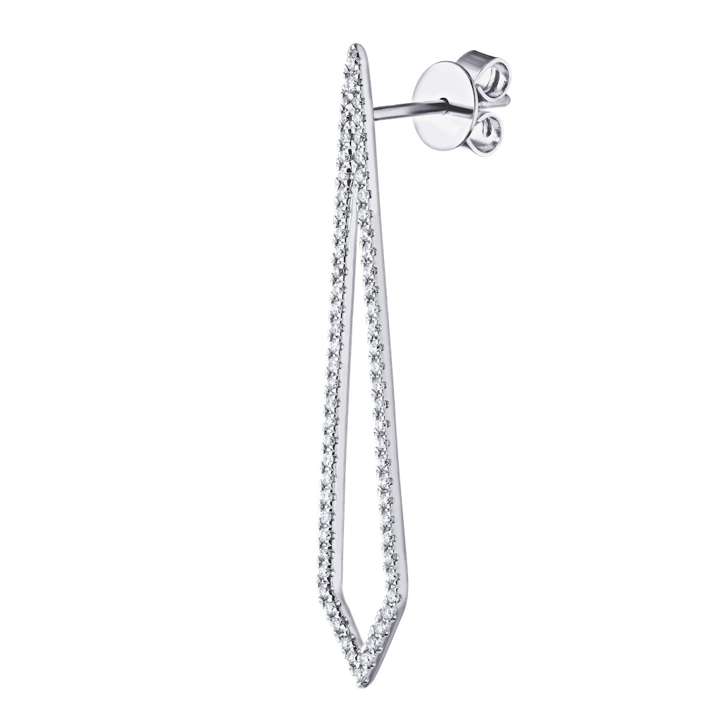 Ear: 14KW Dangle Earring Triangle End 130Rd. 1/2Ct