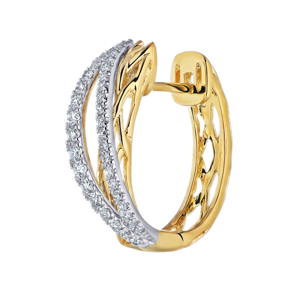 Ear: 14K TT Overlapping 72Rd. 1/2Ctw