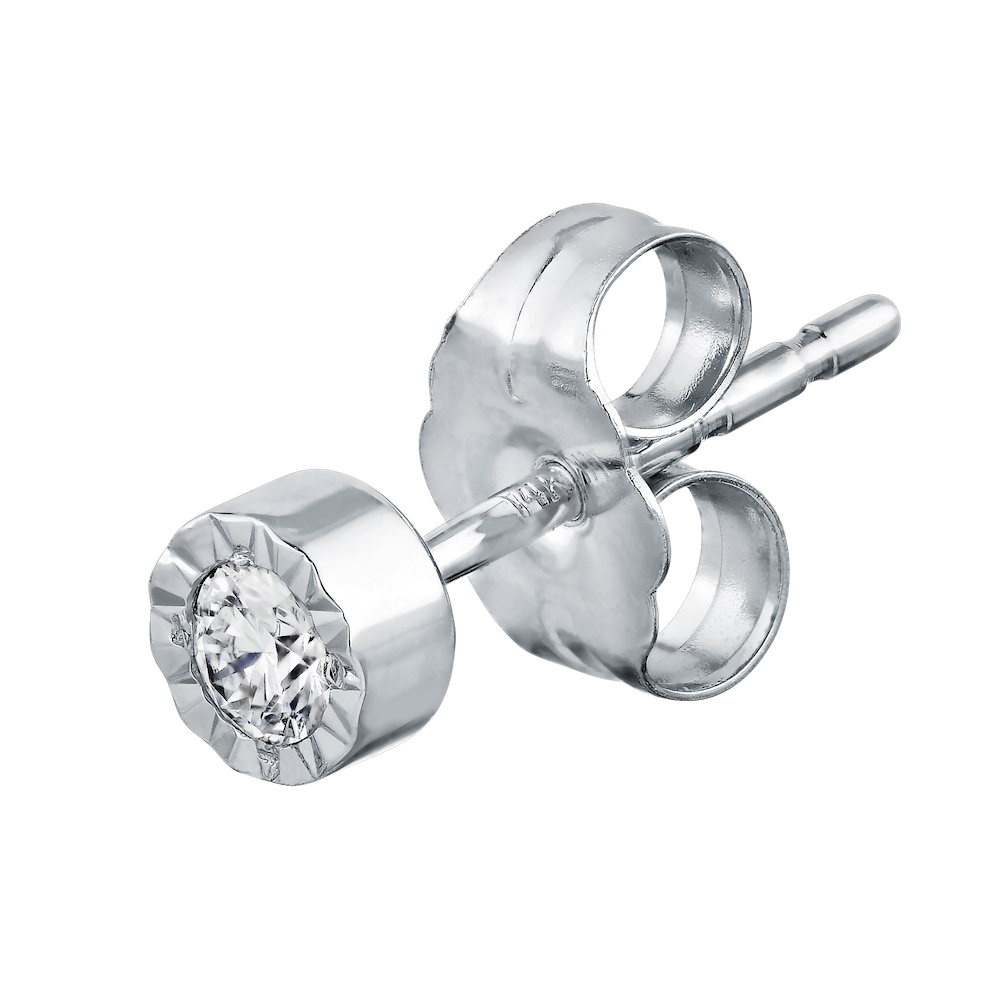 10k White Gold Diamond 10K Miracle Plate Solitaire Studs Earrings 0.50 Ctw