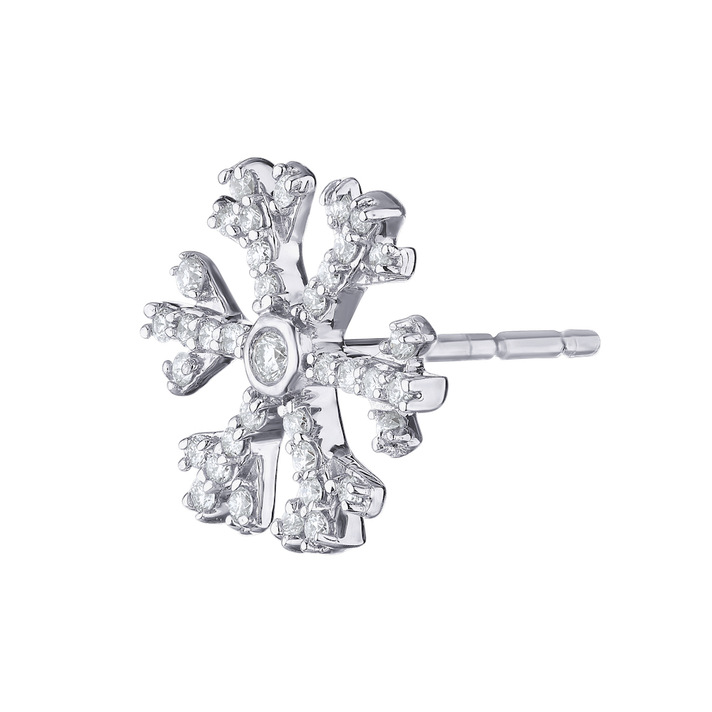 Diamond Frost&trade; 14k White Gold Pave Snowflake with Bezel Set Center Studs Earrings Diamond 0.25 Ctw
