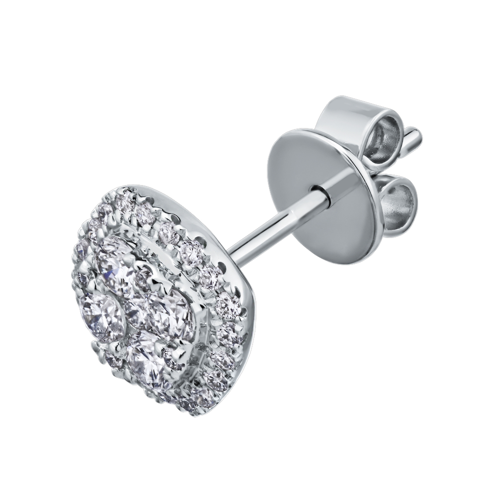 Ear: 14KW Rd58 1/2Ctw Cluster Cu Shaped