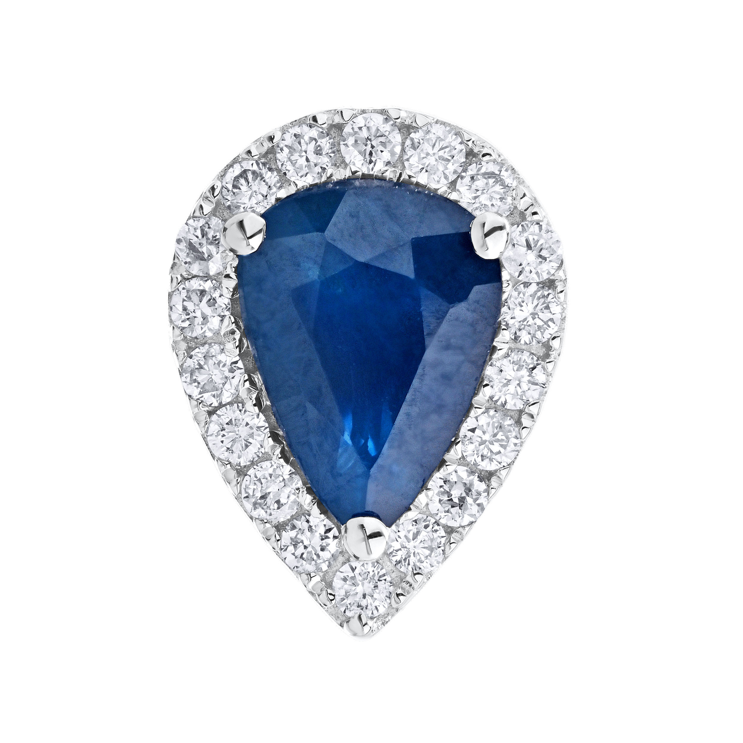 Earrings: 14KW Pear-Shape Sapphire Halo Studs 36 Rd. 2 Sapp. 2.00 Ctw