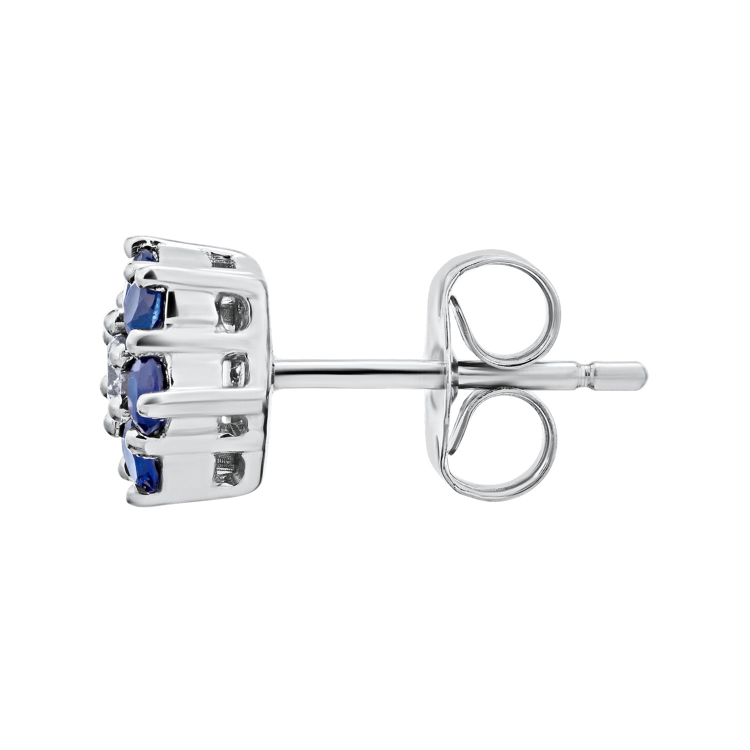 Majestic Gems&trade; 10k White Gold Earrings Blue Sapphire & Diamond 0.50 Ctw