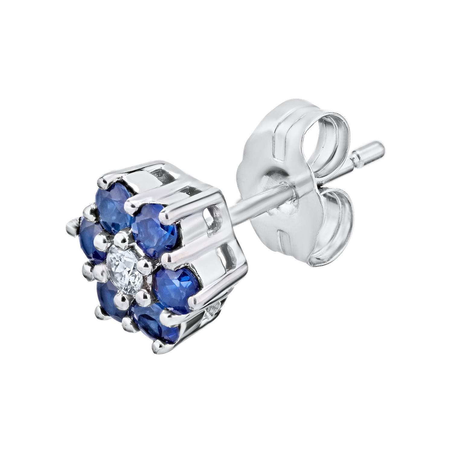 Majestic Gems&trade; 10k White Gold Earrings Blue Sapphire & Diamond 0.50 Ctw