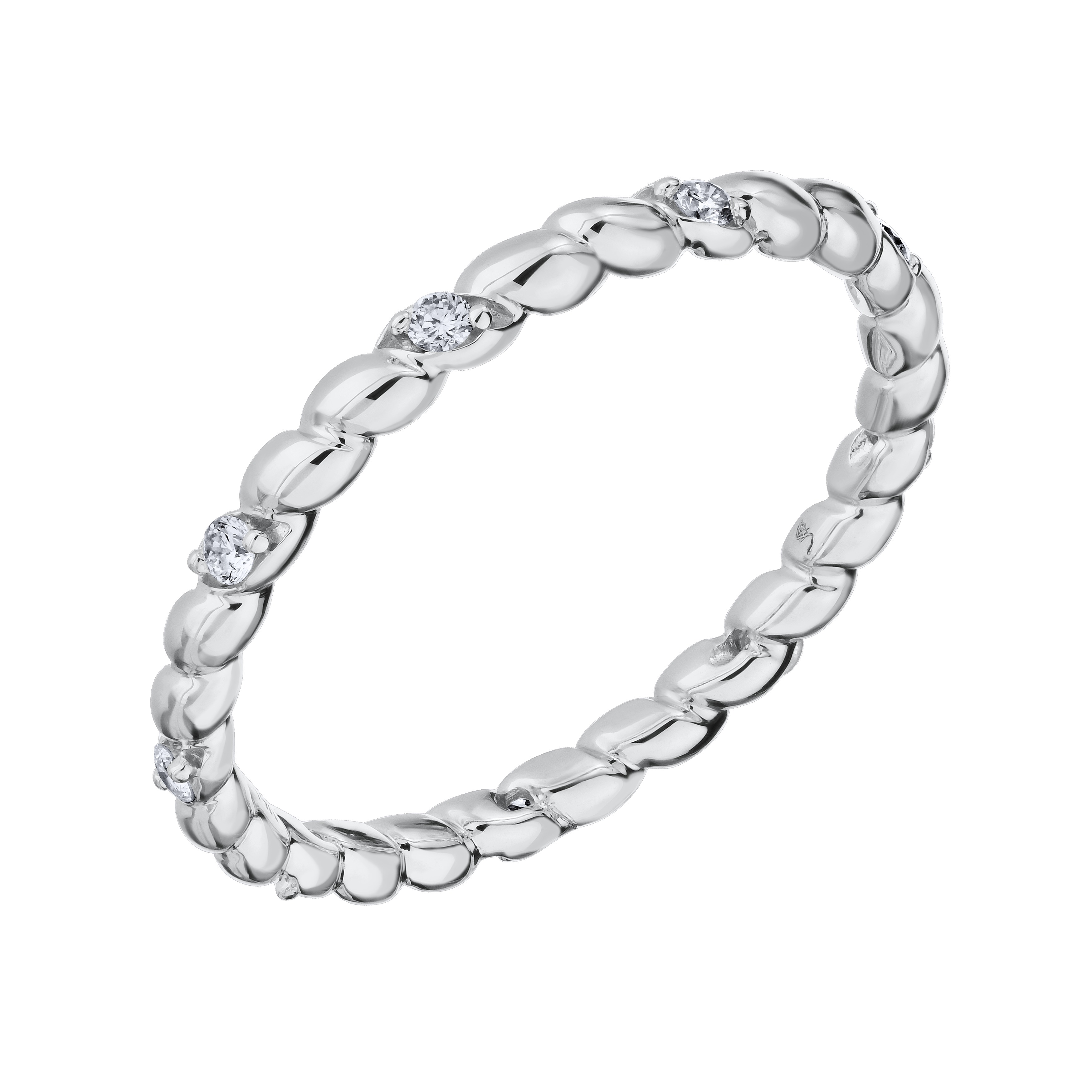 TriUnity&trade; 14K White Gold 14k Twisted Rope Stackable 0.10 Ctw