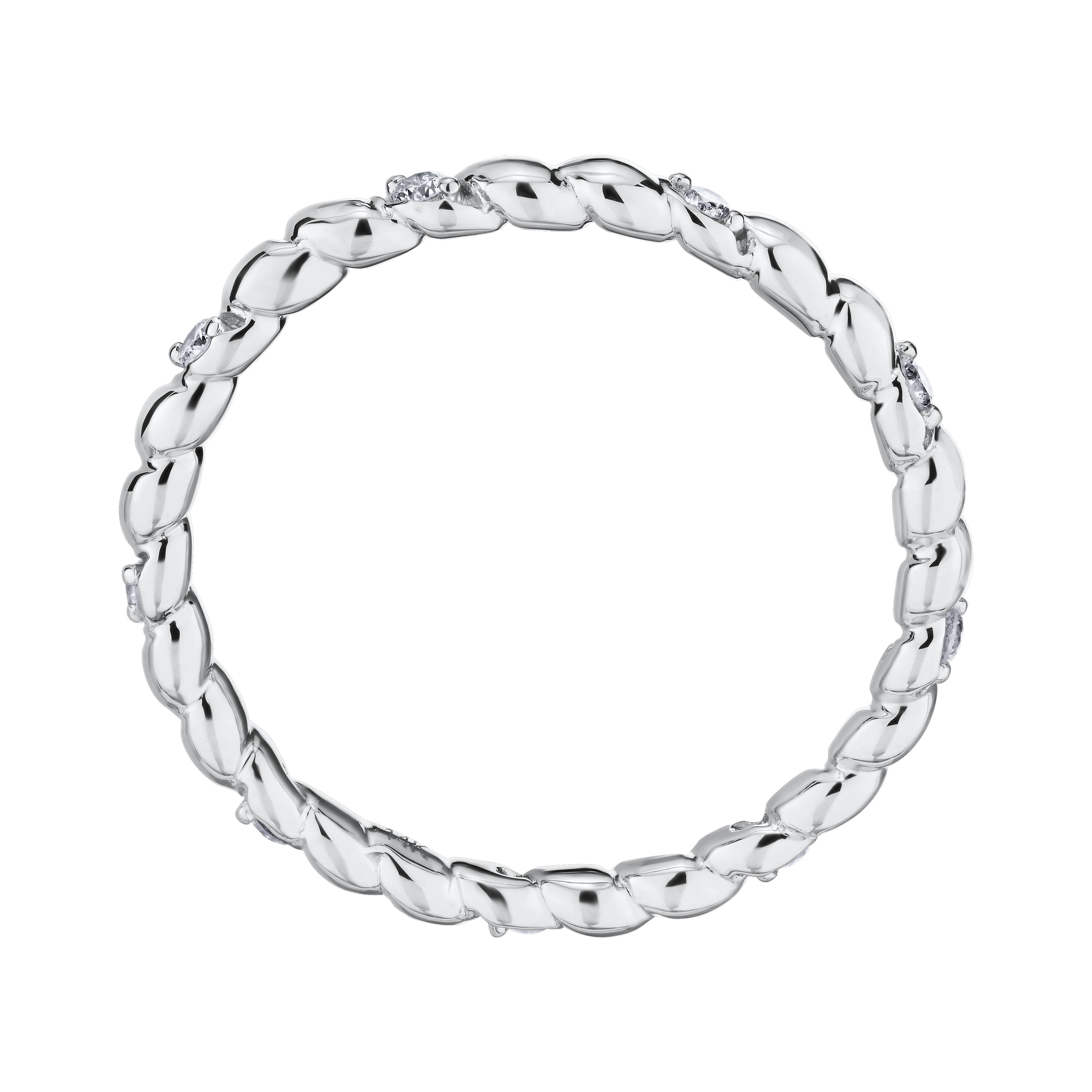 TriUnity&trade; 14K White Gold 14k Twisted Rope Stackable 0.10 Ctw