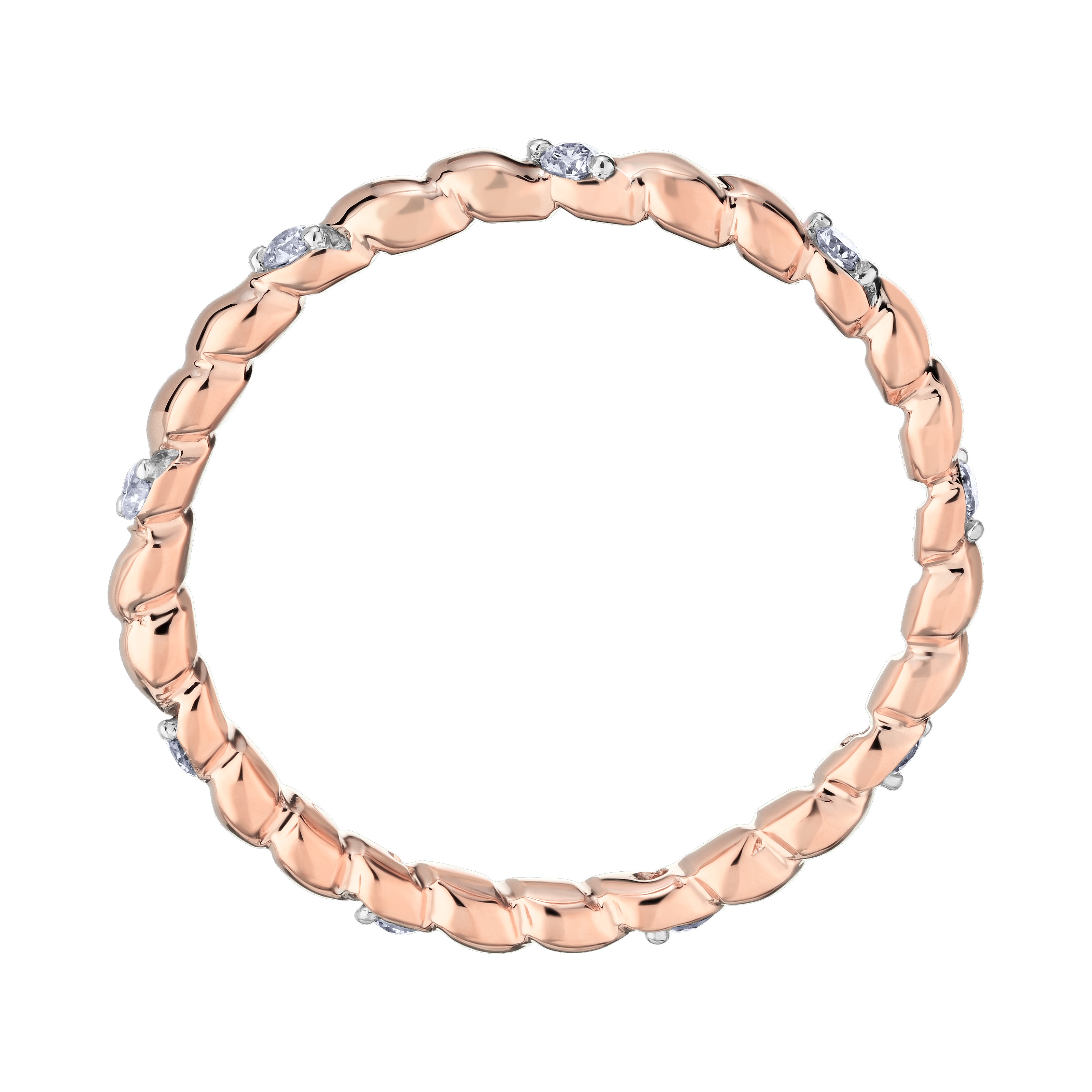 TriUnity&trade; 14K Rose Gold 14k Twisted Rope Stackable 0.10 Ctw