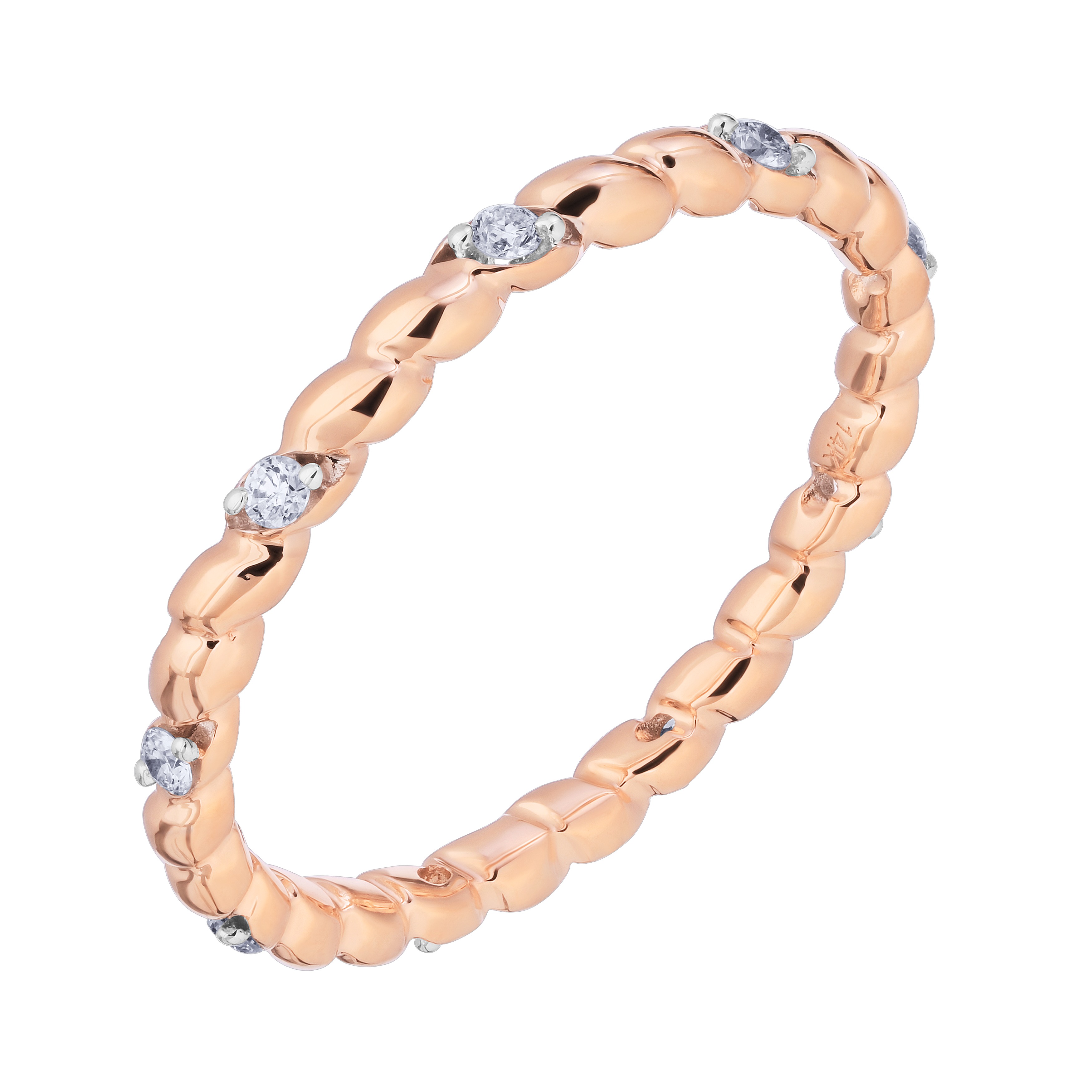 TriUnity&trade; 14K Rose Gold 14k Twisted Rope Stackable 0.10 Ctw