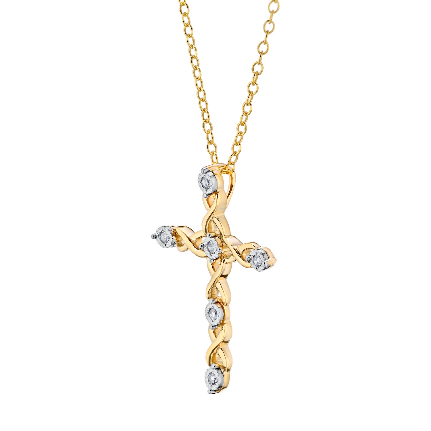 Cross: 10KY Infinity with Miracle Plate Diamonds 6 Rd. 1/20 Ctw