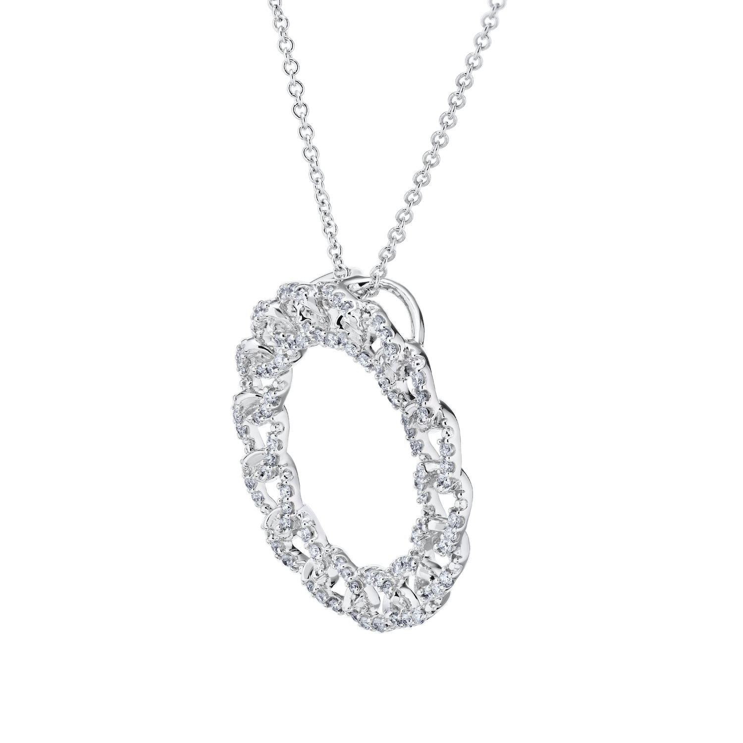 Pendant: 14KW Chain Link Circle 90 Rd. 1/3 Ctw