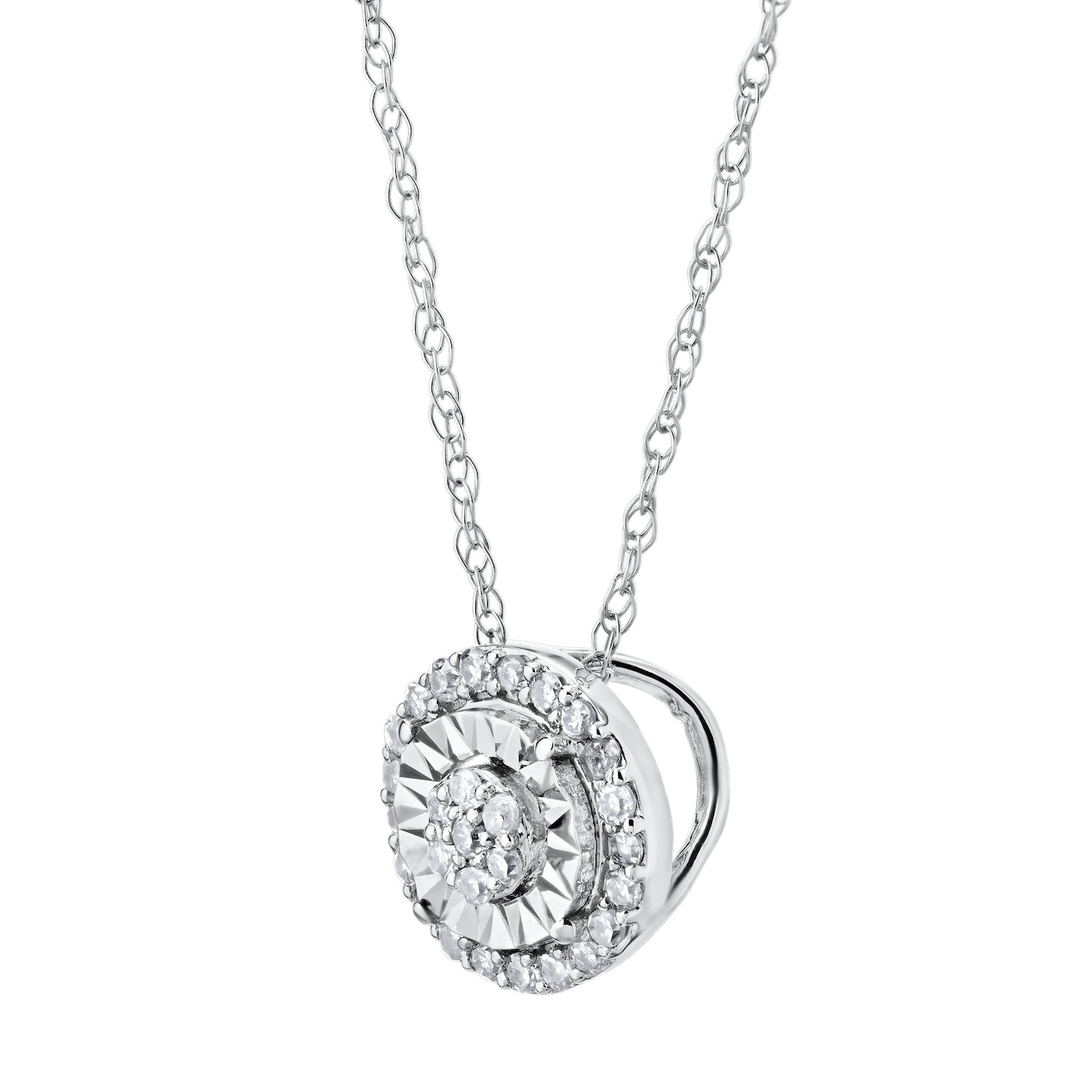 10k White Gold Illusion Diamond 0.10 Ctw Pendant