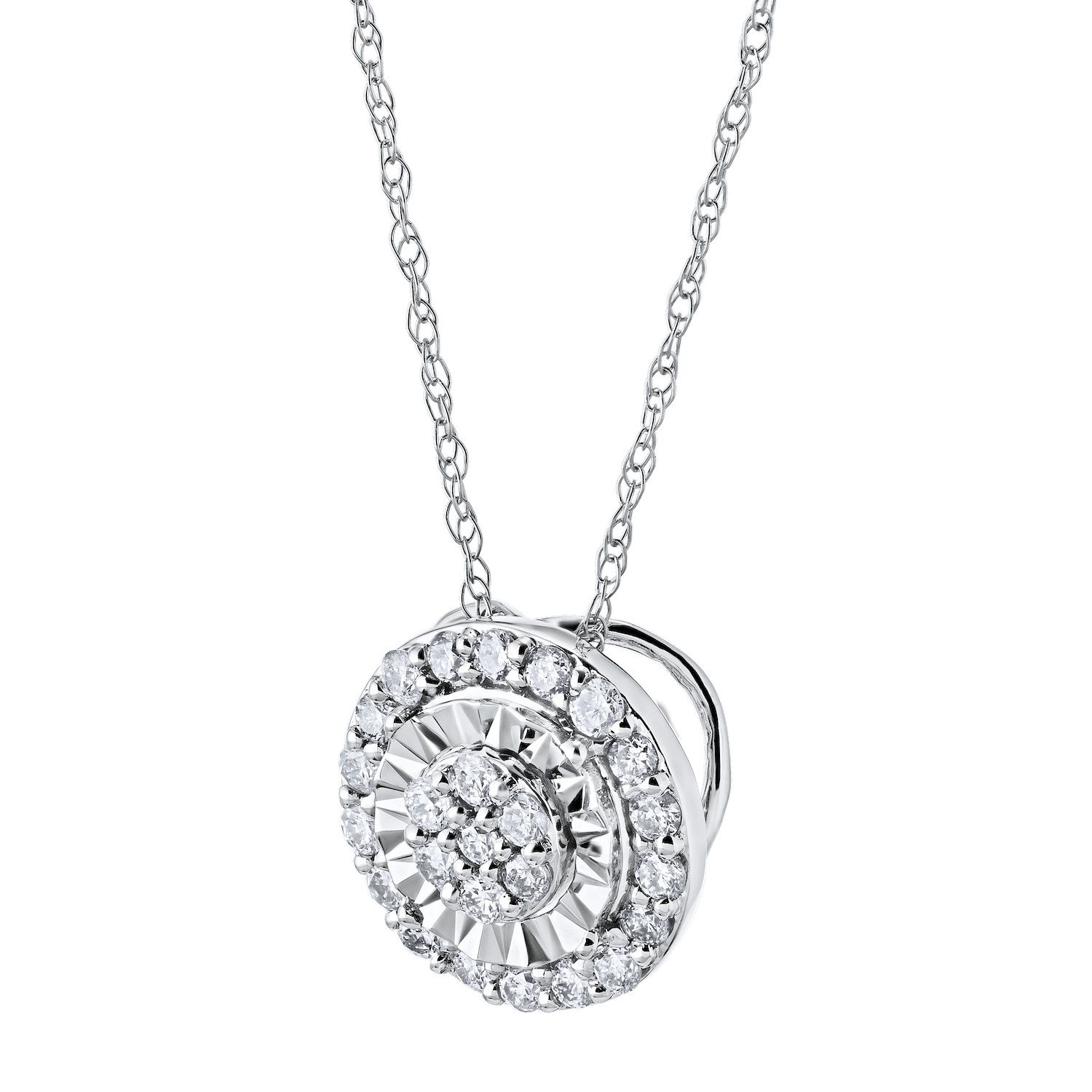 10k White Gold Illusion Diamond 0.25 Ctw Pendant