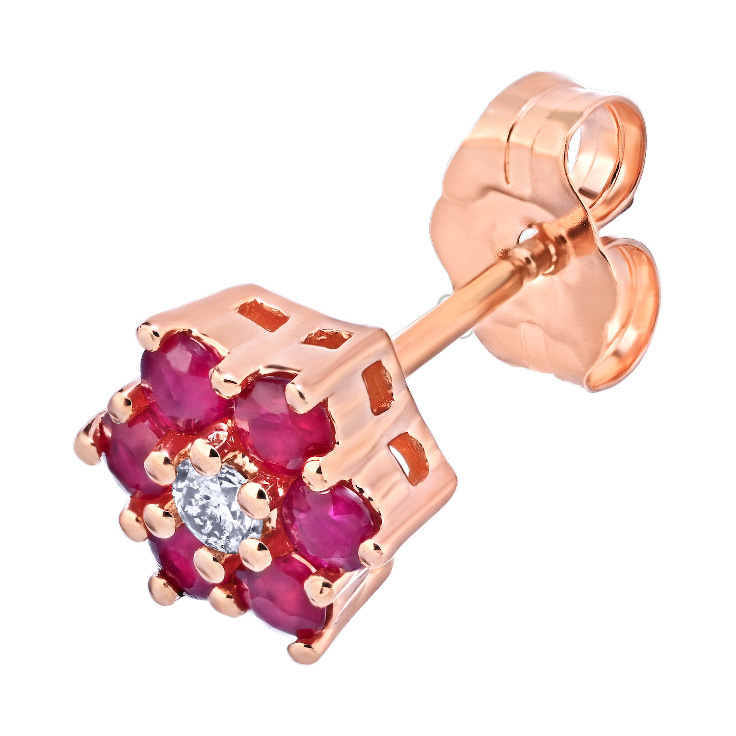 Majestic Gems&trade; 10k Rose Gold Earrings Ruby & Diamond 0.46 Ctw