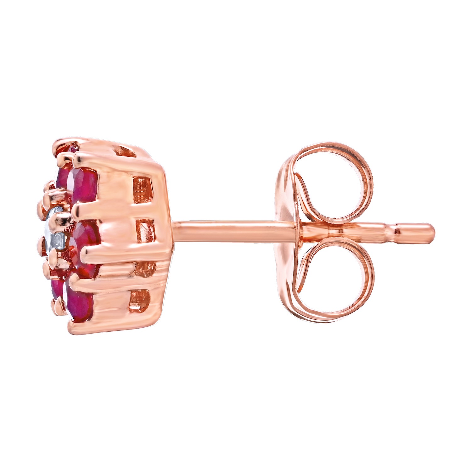 Majestic Gems&trade; 10k Rose Gold Earrings Ruby & Diamond 0.46 Ctw