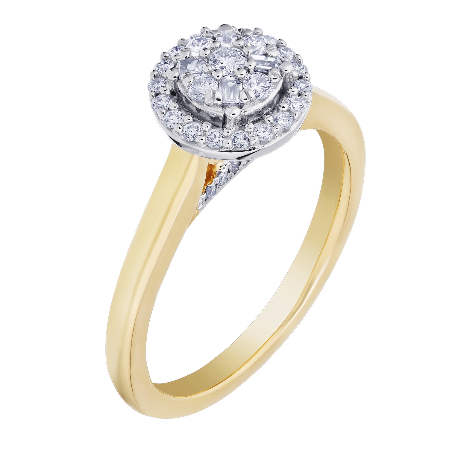 Multiplicity&trade; 14k Round Shape Center with Halo Polished Plain Shank 0.40 Ctw Diamond